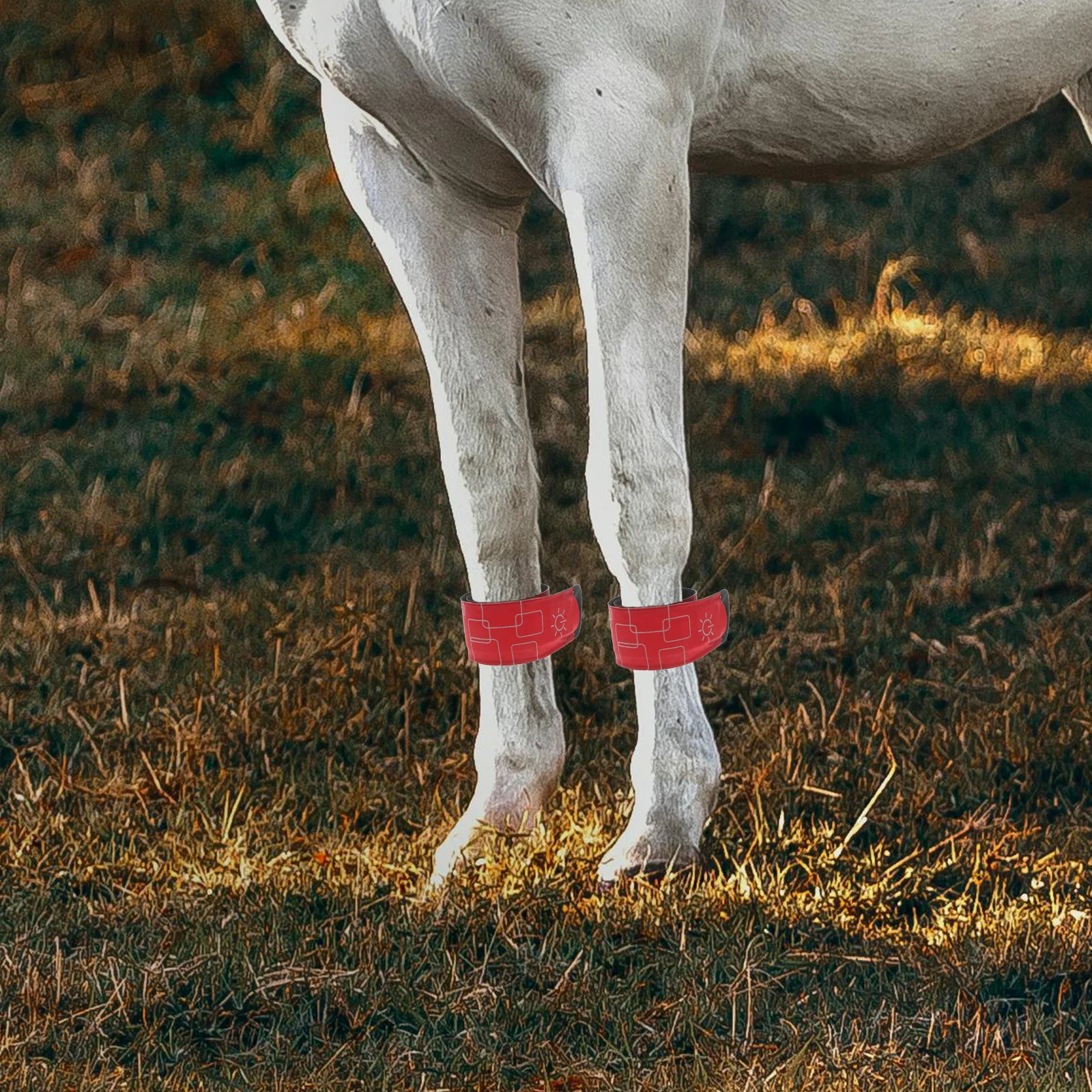 

4pcs Led Horse Ankle Bands Adjustable Leg Wraps Night Safety Gear For Equestrian Cycling Running Walking Rechargeable Reflective