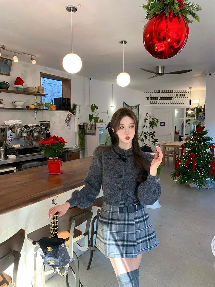 

Милый вязаный свитер Ja Miu Sle ort для женщин с рукавами-фонариками и узлом, повседневный удобный топ