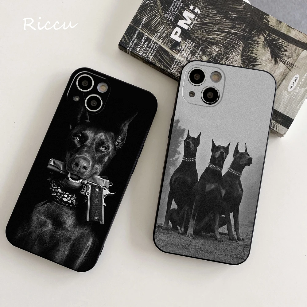 FOR IPhone 14 Animal Doberman Dog Soft Case for Iphone 14 11 12 Pro 8 7 Plus X 13 Pro MAX SE2020 XR XS RICCU Soft Covers