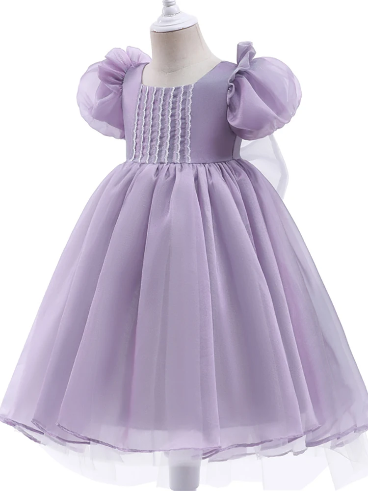 Elegant Wedding Party Dress for Child Christmas Gift Communion  Puff Sleeve Fluttering Princess Clothes 3-8Y