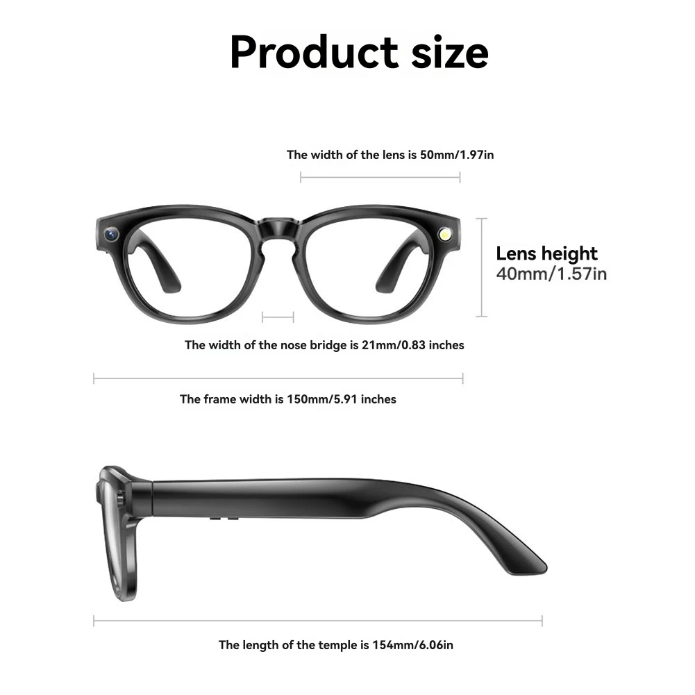 Goodprice GS80 AI Smart Bluetooth Glasses Photo Capture Call & Music Functions Automatic Speech Recognition for License Plates