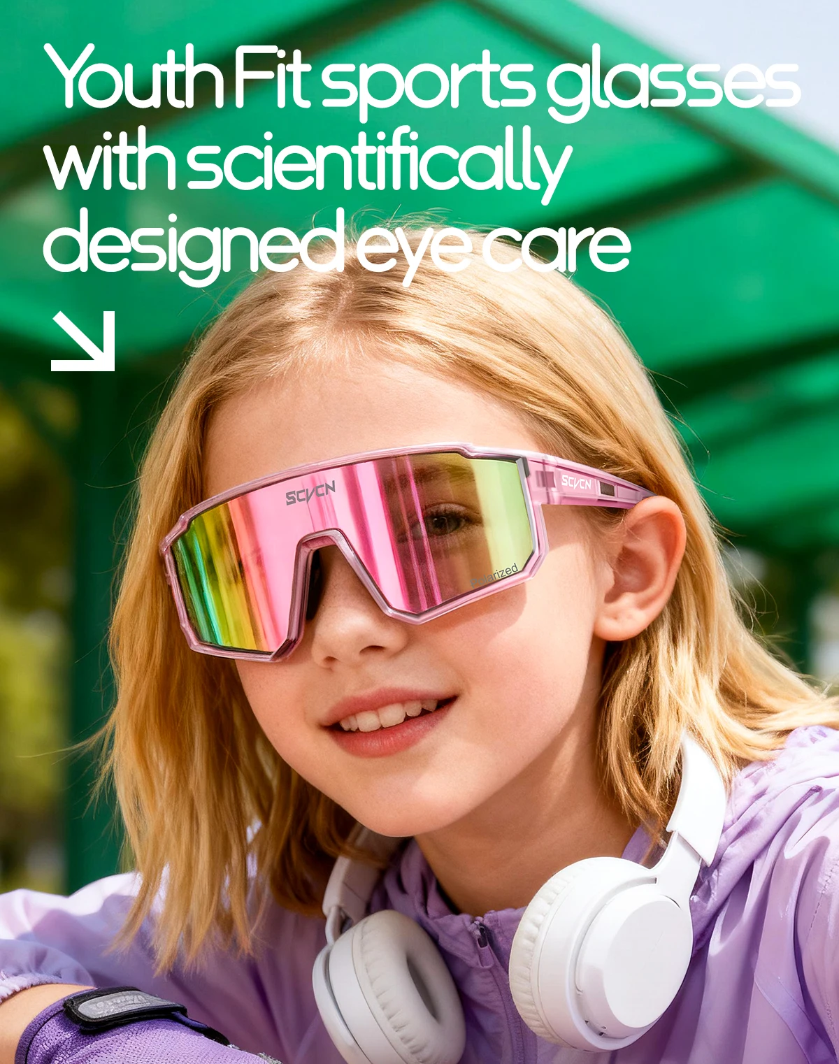 SCVCN Kinder-Sportbrille UV400 Photochrome Sonnenbrille Outdoor Jungen Mädchen Kinder Skateboarding Fahrrad Baseball Golf Zubehör – Detail 1