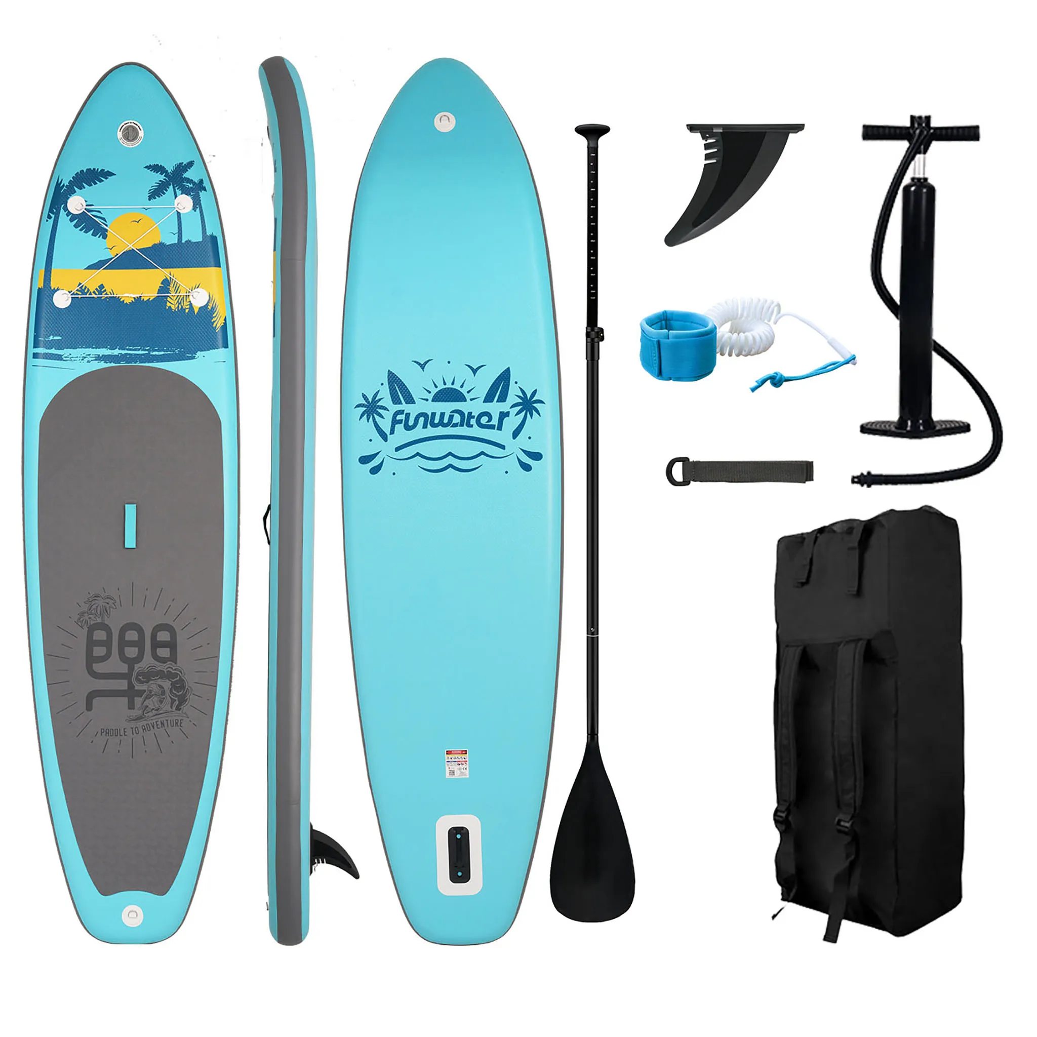 Funwter 335cm Stand-up-Paddleboard - Premium Aufblasbares SUP für Alle Fähigkeiten und Größen - Langlebiges EVA Rutschfestes Deckpad