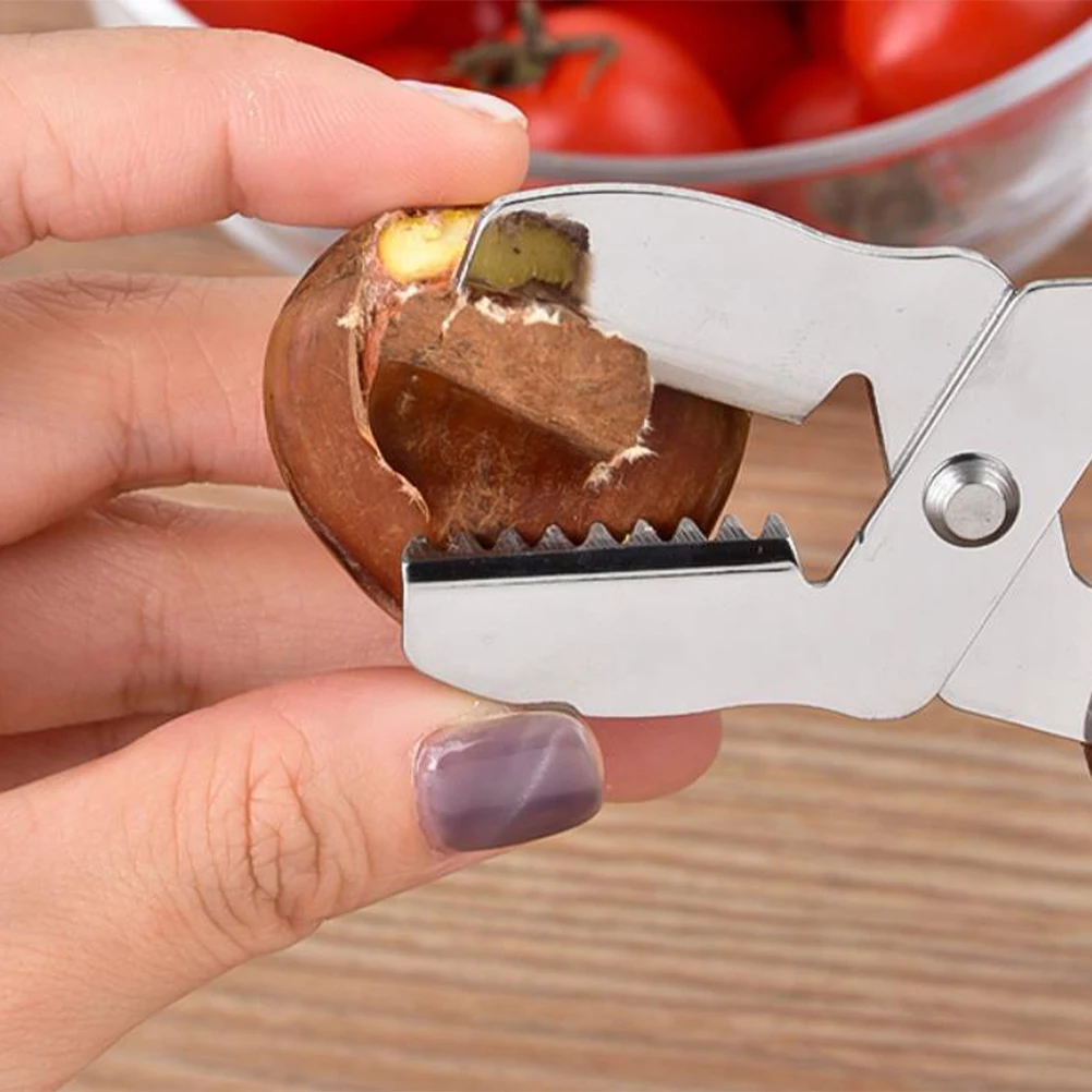 Stainless Steel Chestnut Opener Nut Clamp Walnut Pliers Kitchen Tool Cross Serrated Easy Crack Chestnuts Metal Nut