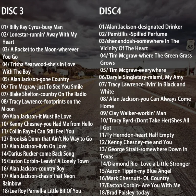 Route 66 American Road Trip CD: Classic Rock & Country Music Album for Car,4CD