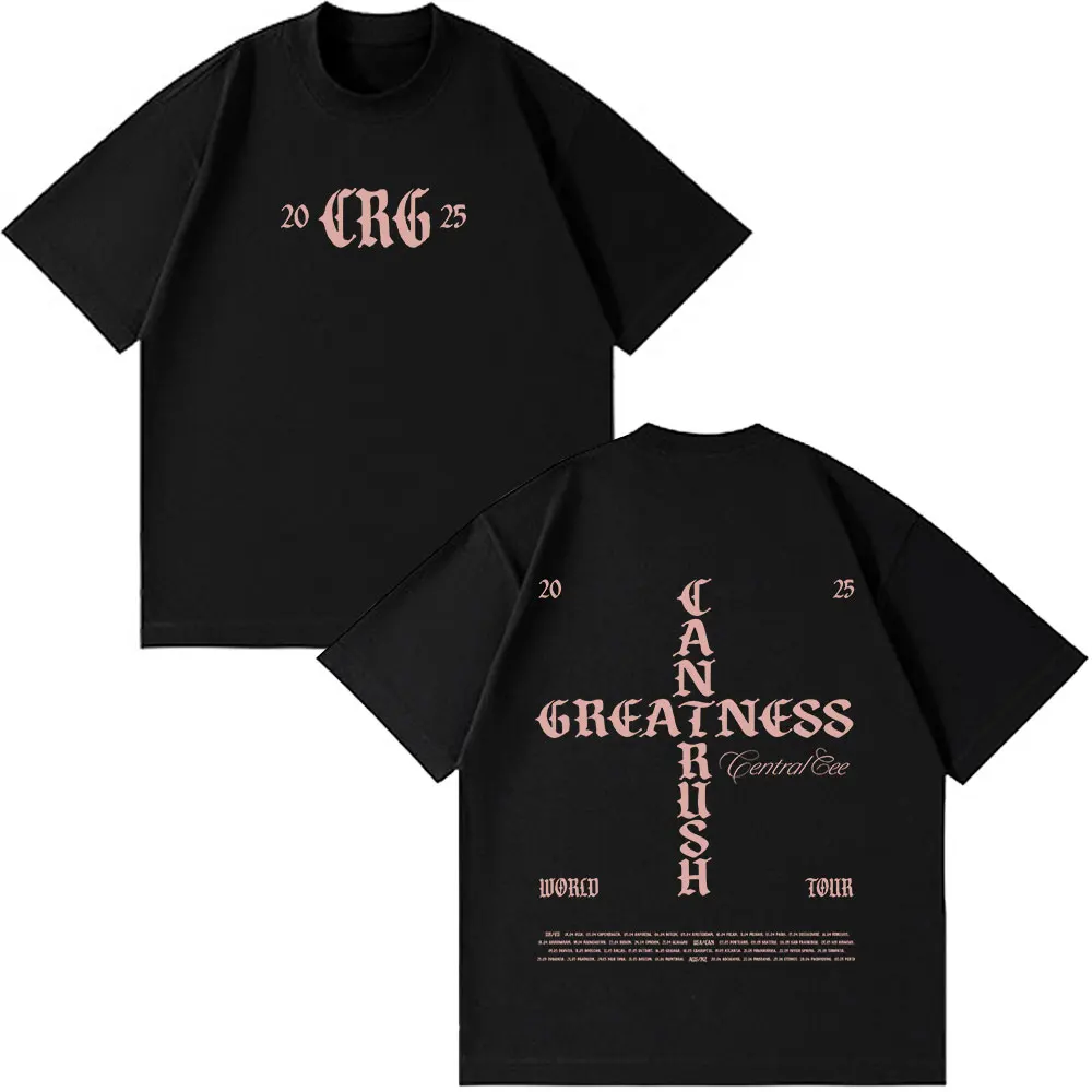 

Футболка Central Cee CAN'T RUSH GREATNESS World Tour 2025 в стиле хип-хоп, большие футболки с короткими рукавами, женские модные футболки, топы