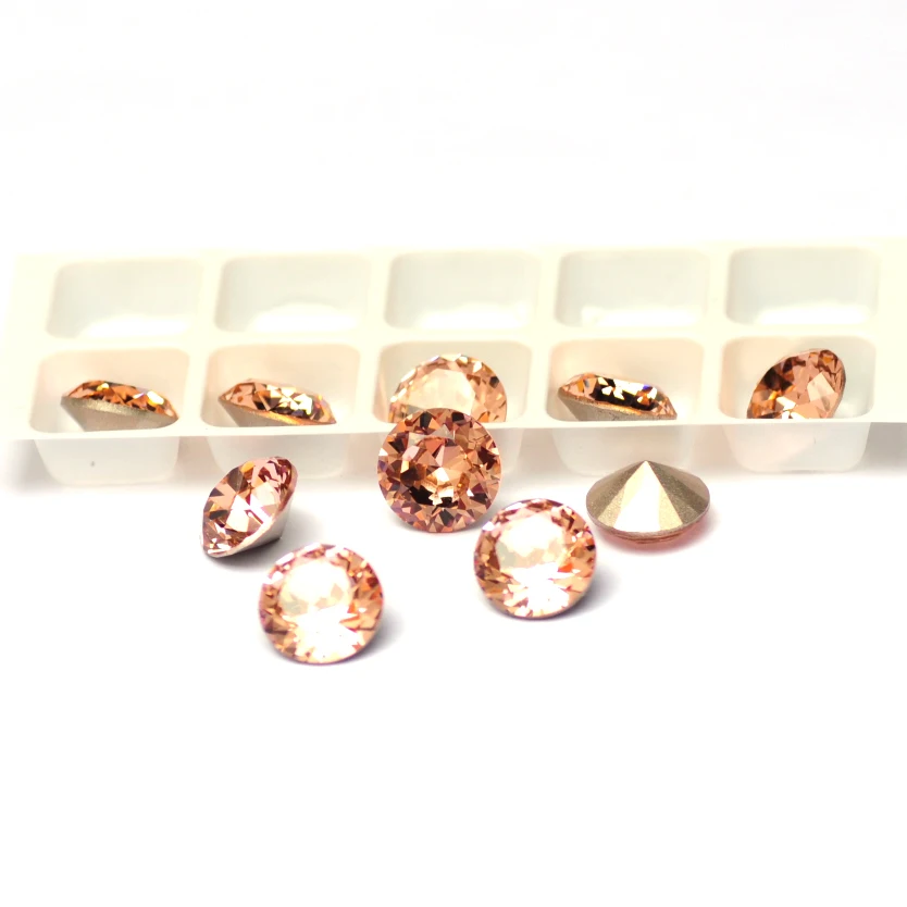 

1357 Best Quality Light Peach Nails Rhinestone Brilliant Cut Shape Popular Glass Rhinestones For 3D DIY Nail Art Accessories