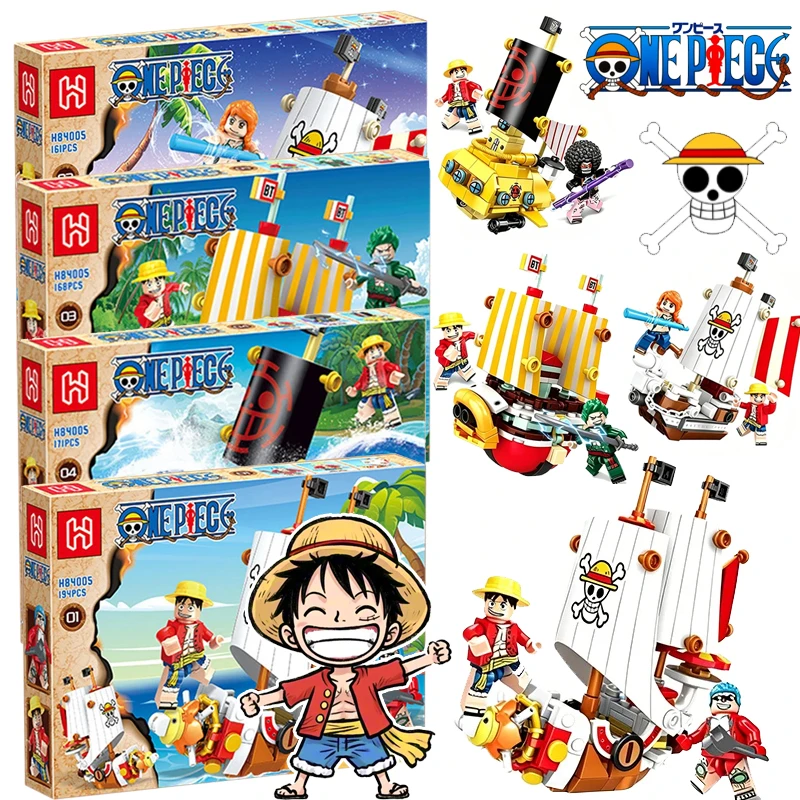 Model Kit One Piece Ship - مجموعة مكعبات بناء صغيرة من ون