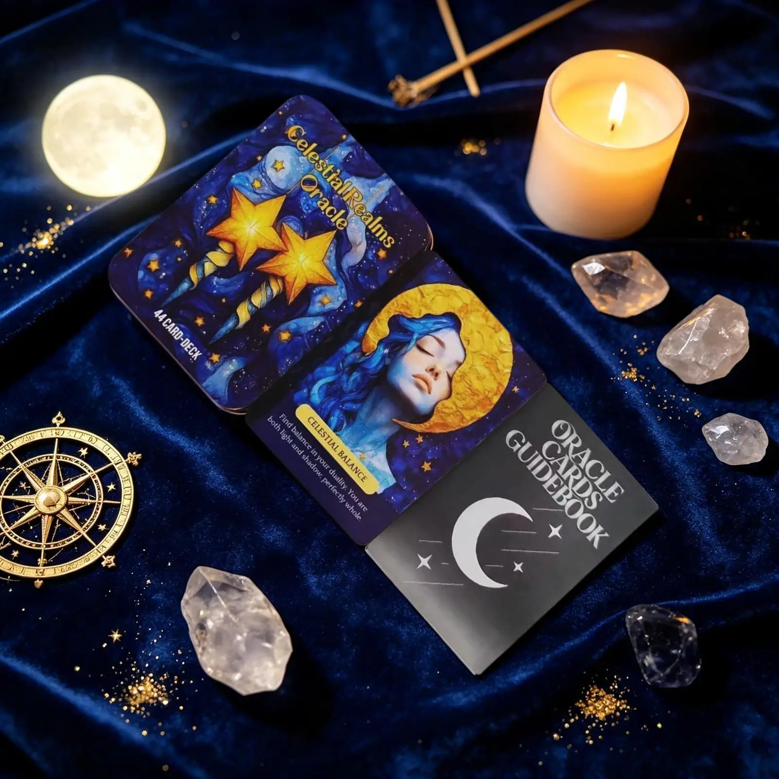 Tarot Oracle Cards English 44 Sheets Board Game Paper Prop Celestial Oracle Cards Beginners Tarot for Boys Girls Teens Students
