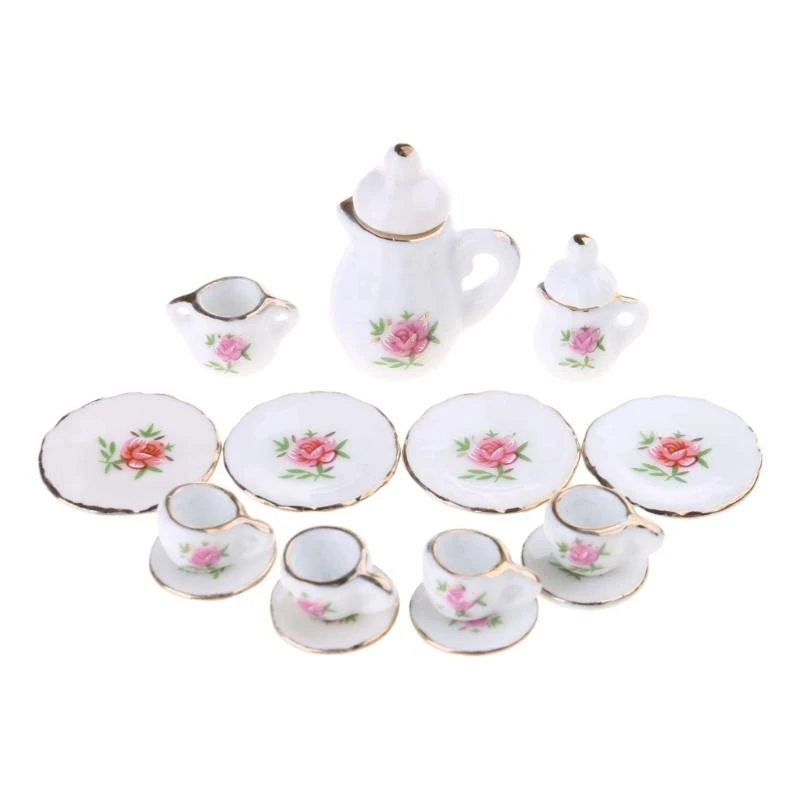 Q0kbミニアフタヌーンティーモデルリアルなコーヒーカップトレイティーンエイジャープレイハウス装飾