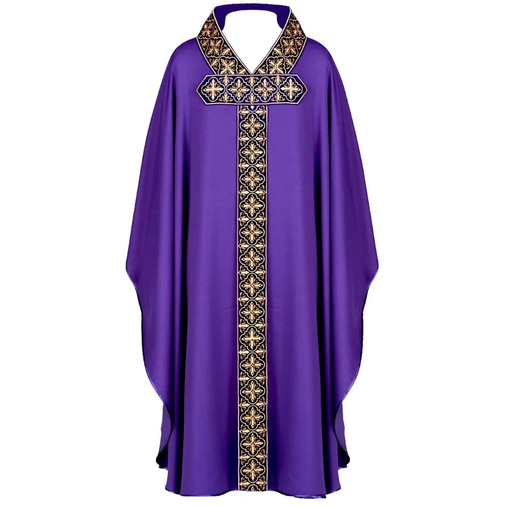 Medieval Retro Cosplay Costume Printed Church Shawl Catholic Church Religious Cloak Priest Monk Capes Halloween Carnival Party