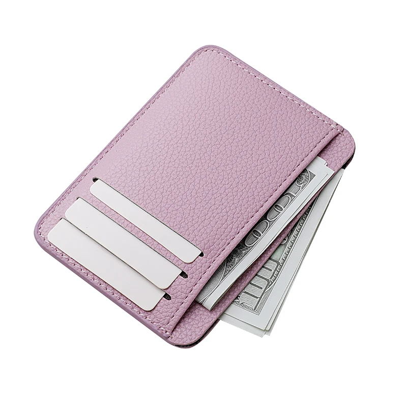 1Pc New Ultra-thin Soft Wallet PU Leather Mini Credit Card Wallet Candy Color Bank Credit Card Box Female Male Business Card Set