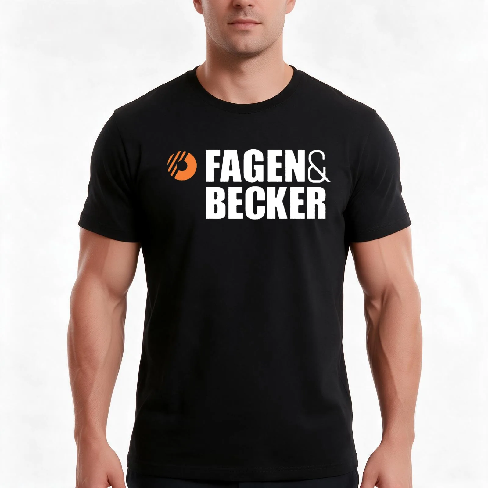 fagen _amp_ becker T-Shirt, Summer Casual Cotton Tee, Oversized Streetwear Tops, Vintage Graphic Print, Loose Fit Short Sleeve