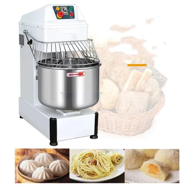 Mezclador de masa en espiral de harina de trigo automático, granja de pan comercial Industrial, panadería, 15Kg, 25kg, 50kg