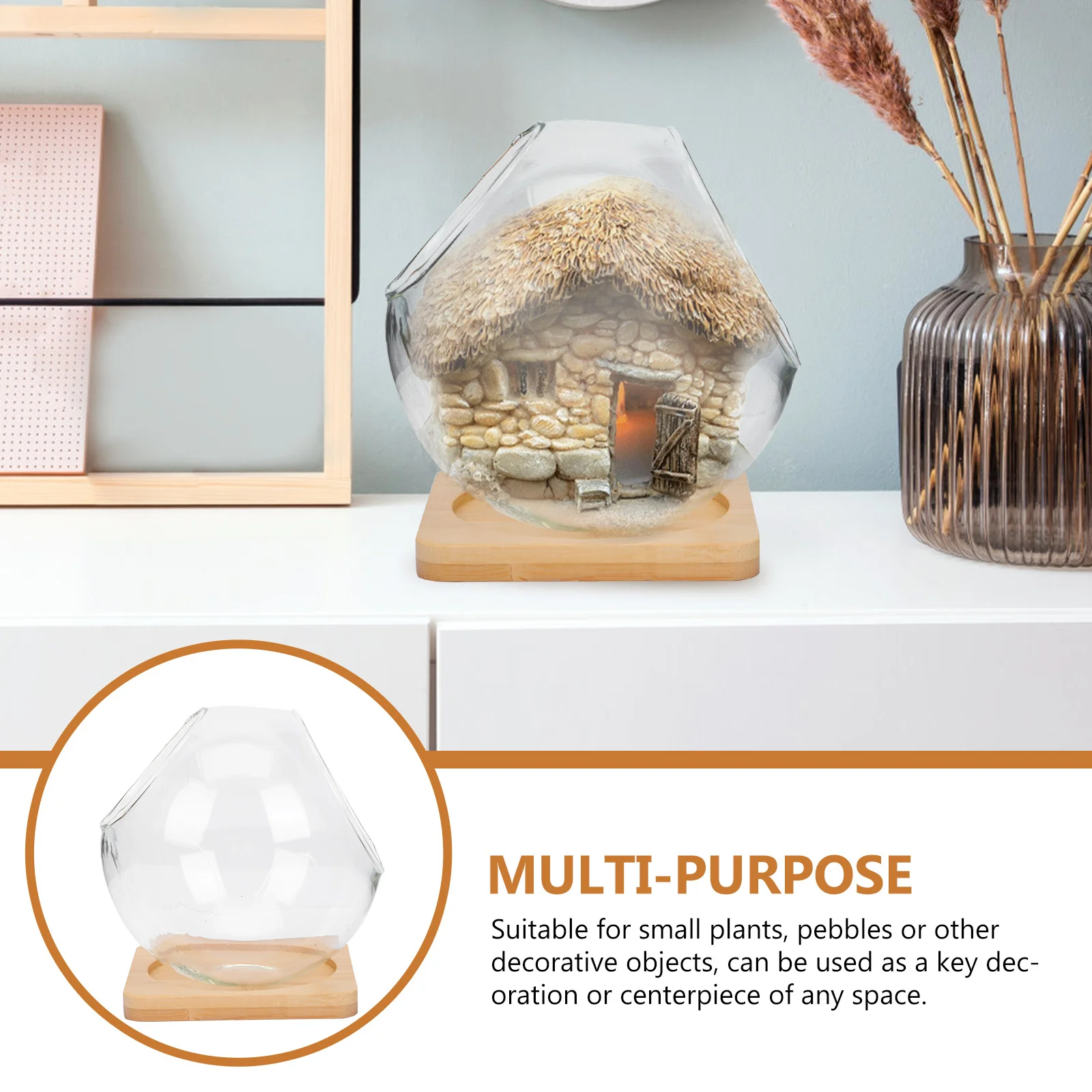 

1 Set Of Double Skew Notch Glass Micro Landscape Bottle, Transparent Diy Succulent Vase For Home Hotel Bathroom Decor, Plant