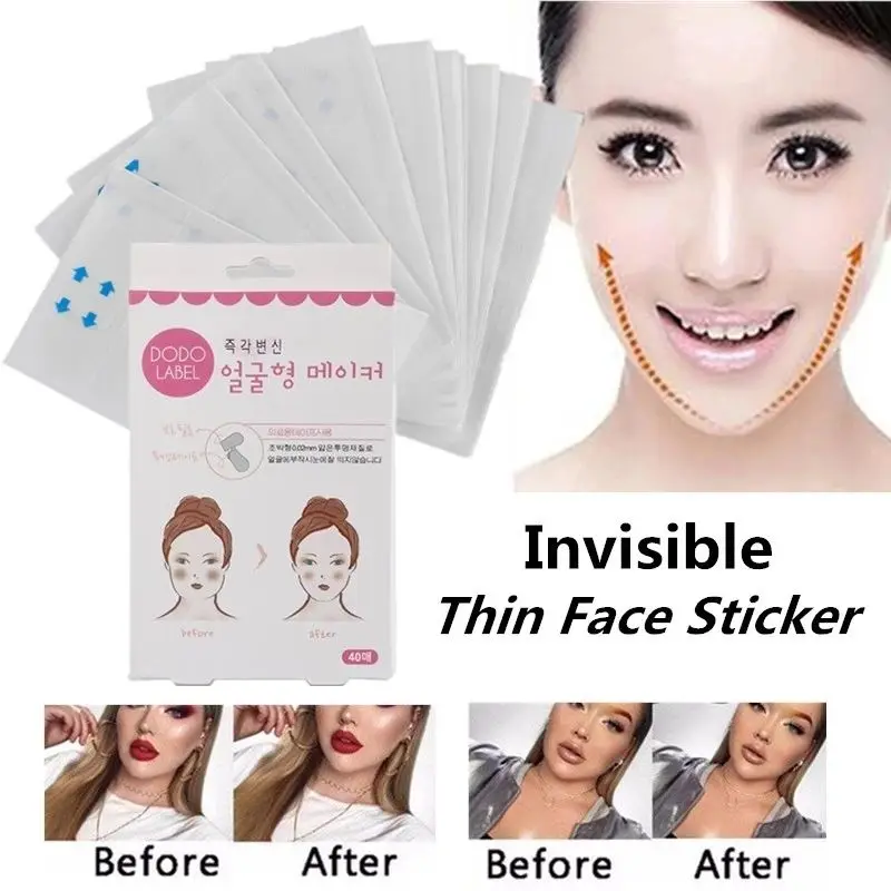 40Pcs/10Sheets/Pack Waterproof V Face Sticker Invisible Makeup Adhesive Lift Face Tape Breathable Sticker Lifting Tighten Chin