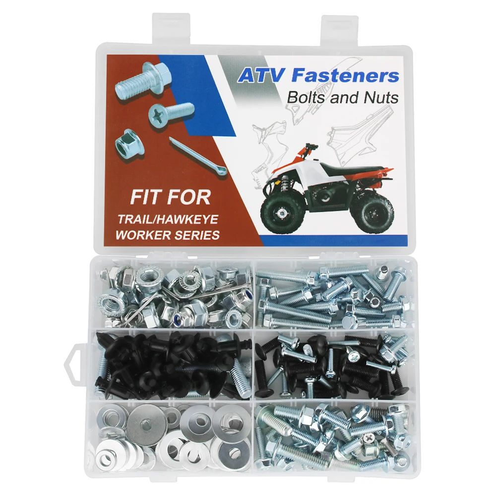 

Motorcycle ATV 200PCS Bodywork Engine Plastics Frame Exhaust Bolts Kit Fit For POLARIS HAWKEYE 300 325 400 WORKER 335 WORKER 500