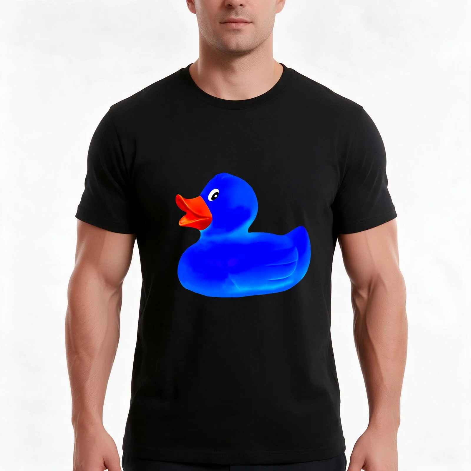 Little blue duck with red beak T-Shirt, Summer Casual Cotton Tee, Oversized Streetwear Tops, Vintage Graphic Print, 100% Cotton