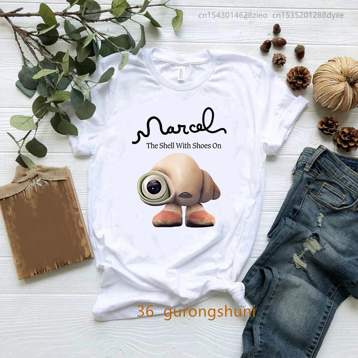 Nieuwe Film Tonen Marcel T-shirt De Shell Met Schoenen Op T-shirt Vrouwen Kleding Vrouwelijke Kleding Korte Mouw Harajuku Tees tops