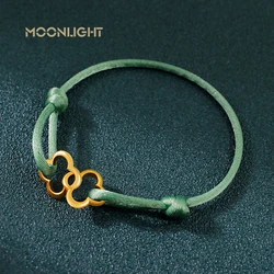 MOONLIGHT-pulsera ajustable de trébol de cuatro hojas para mujer, pulsera clásica de cuerda de seda, joyería de moda, regalos de fiesta