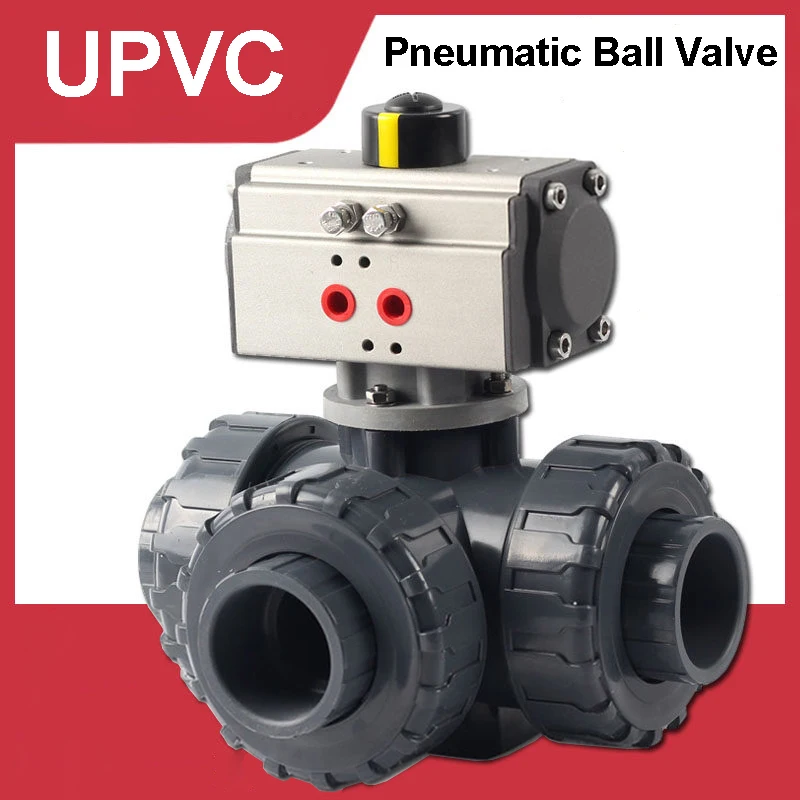

DN15 DN20 DN25 DN40 DN50 UPVC Pneumatic Ball Valve T/L-Type Three-Way Plastic Ball Valves Corrosion-resistant