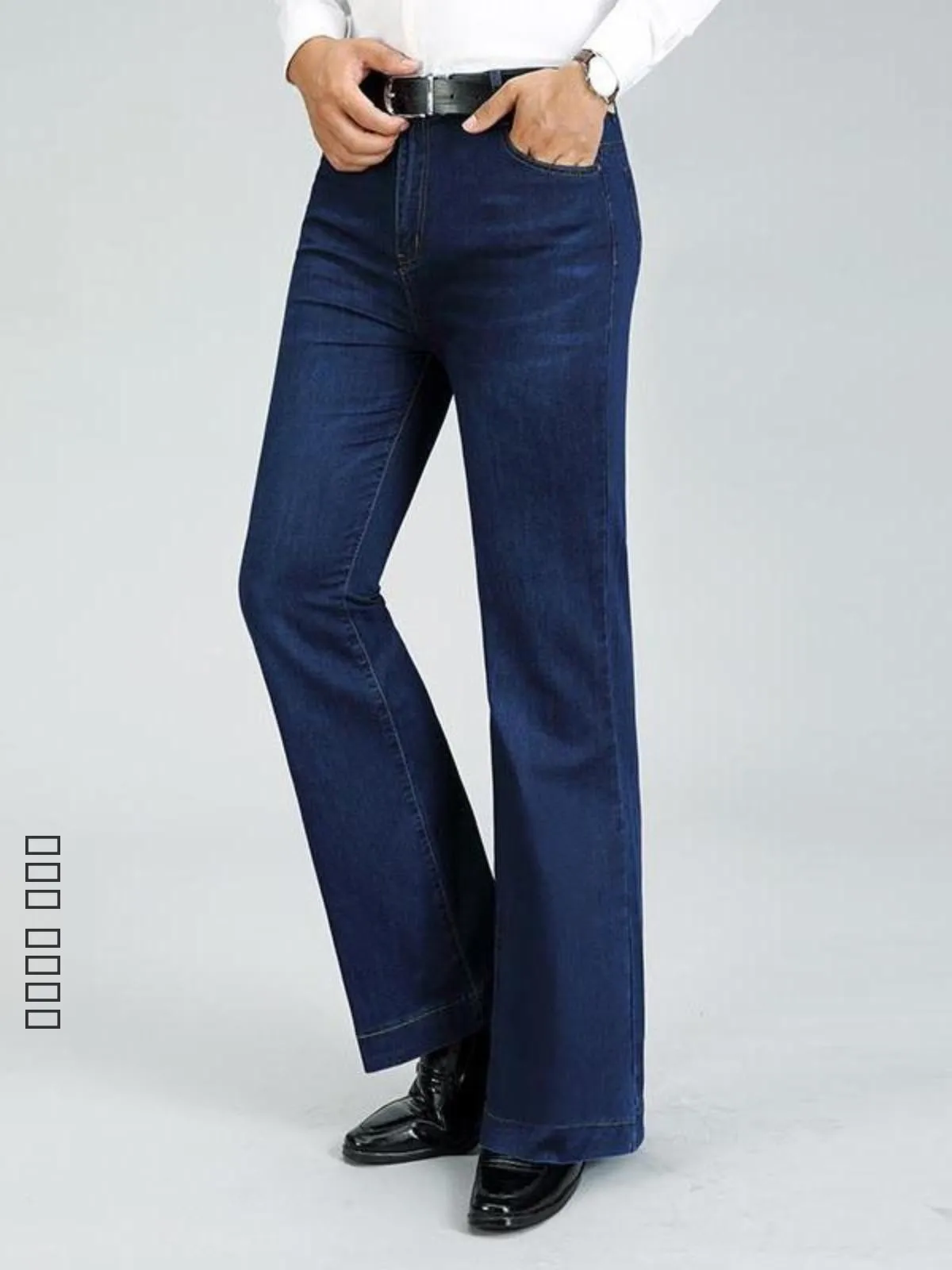 

Мужские джинсы-клеш с широкими штанинами на высокой талии, без стрейча, больших размеров, модные, свободного кроя, с отворотами, весна-осень