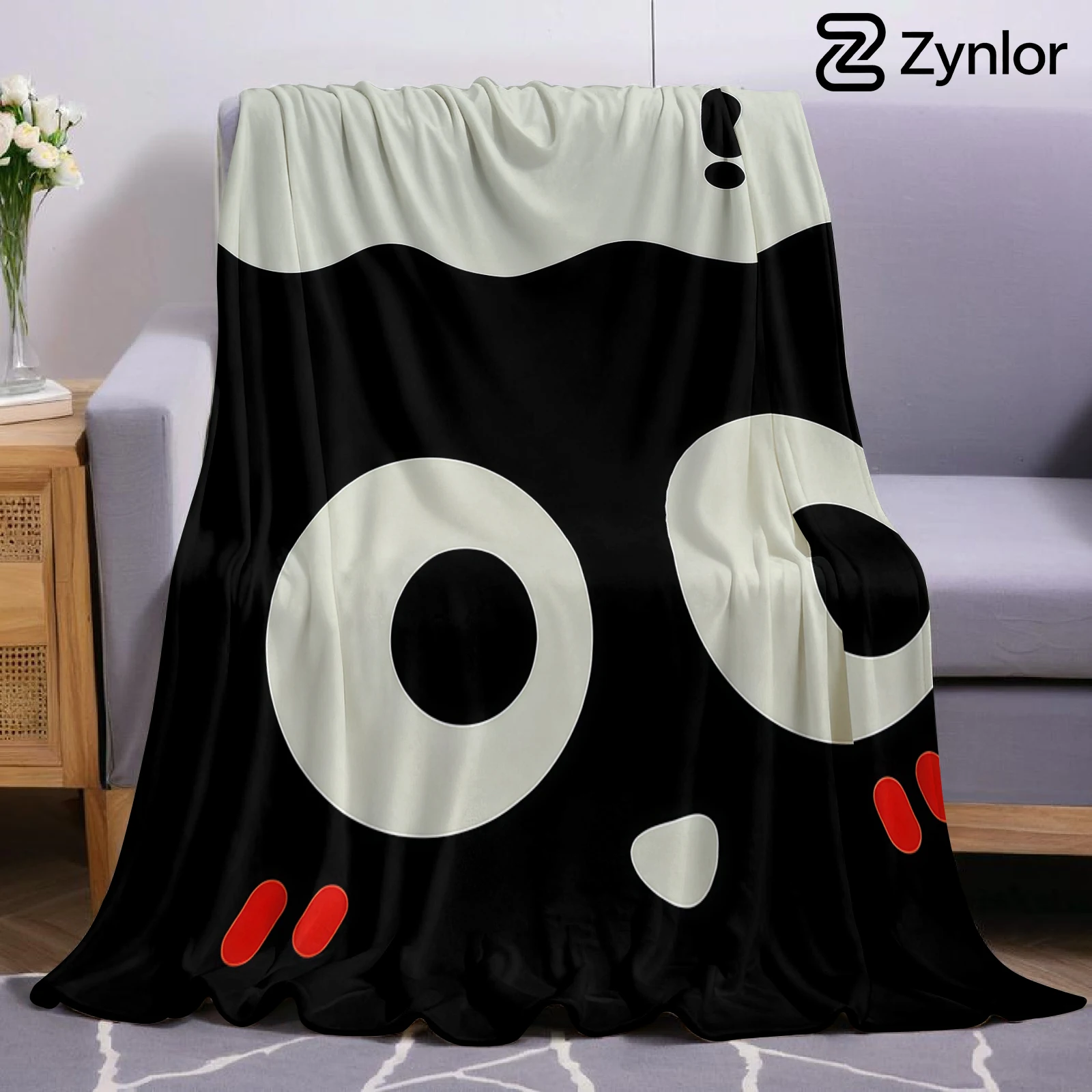 Surprised Cartoon Face Halloween Flannel Fleece Blanket Fluffy Warm Cozy Throw for Sofa Bedroom Home Holiday Decoration Gift