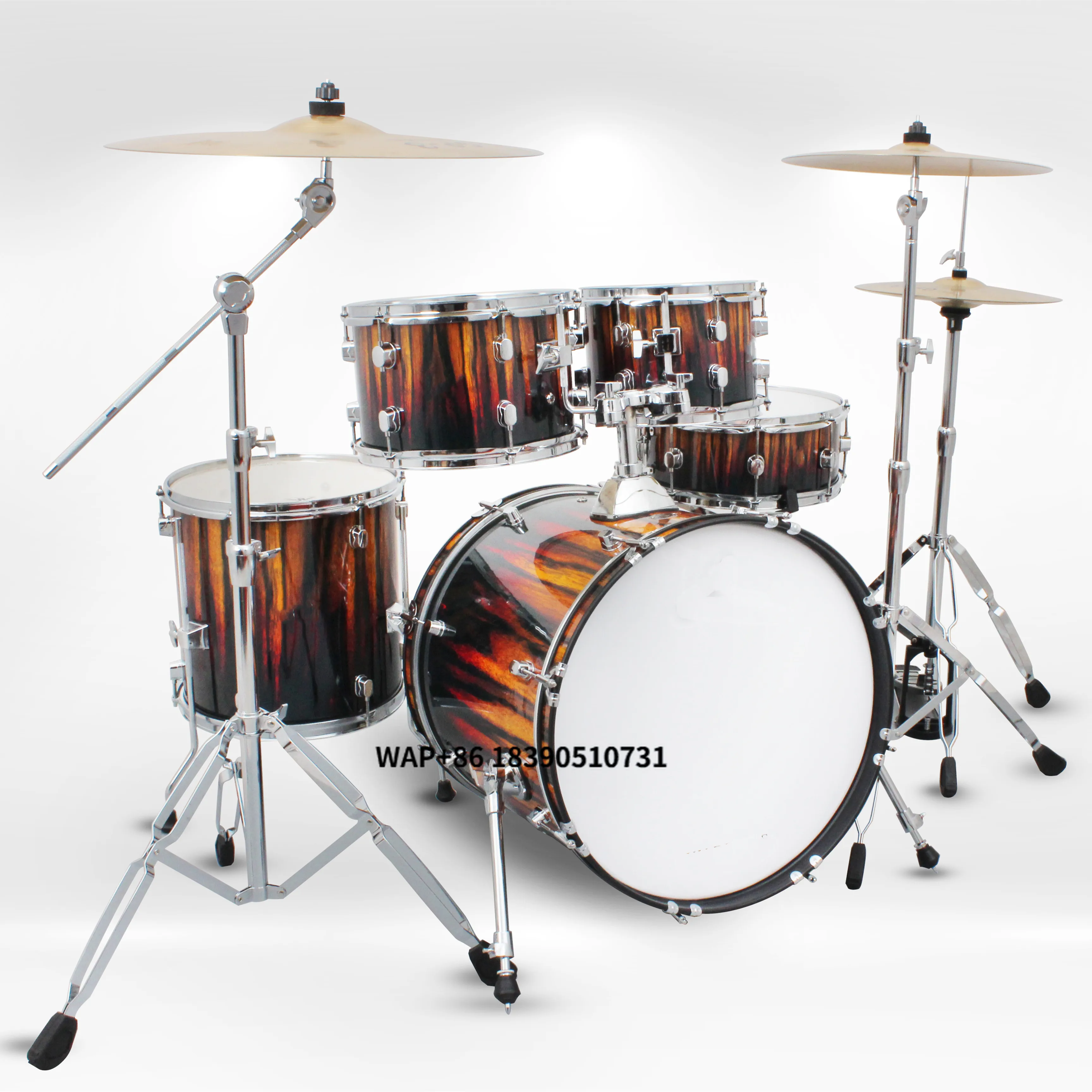 

High-grade Muffler Jazz Wooden Adult Drum Kit Professional Percussion Instrument Five Drums Three Cymbals Jazz Drum Set