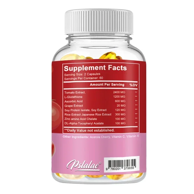 Collagen capsules with vitamins and tomato extract, dietary supplement