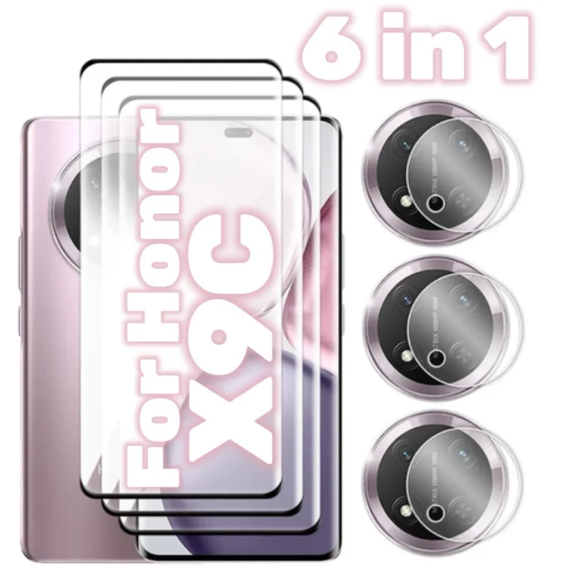 

6I n 1 Full Cover Tempered Glass Screen Protector with Camera Lens Film For Honor X9C X9b X8c X8b X7b X7c X6b Glass