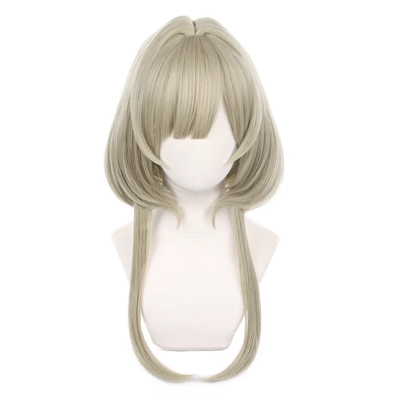 Genshin Impact Sandrone Peruca Cosplay para Mulheres, Cabelo Sintético, Resistente ao Calor, Cabelo com Leite, Acessórios para Festa de Halloween