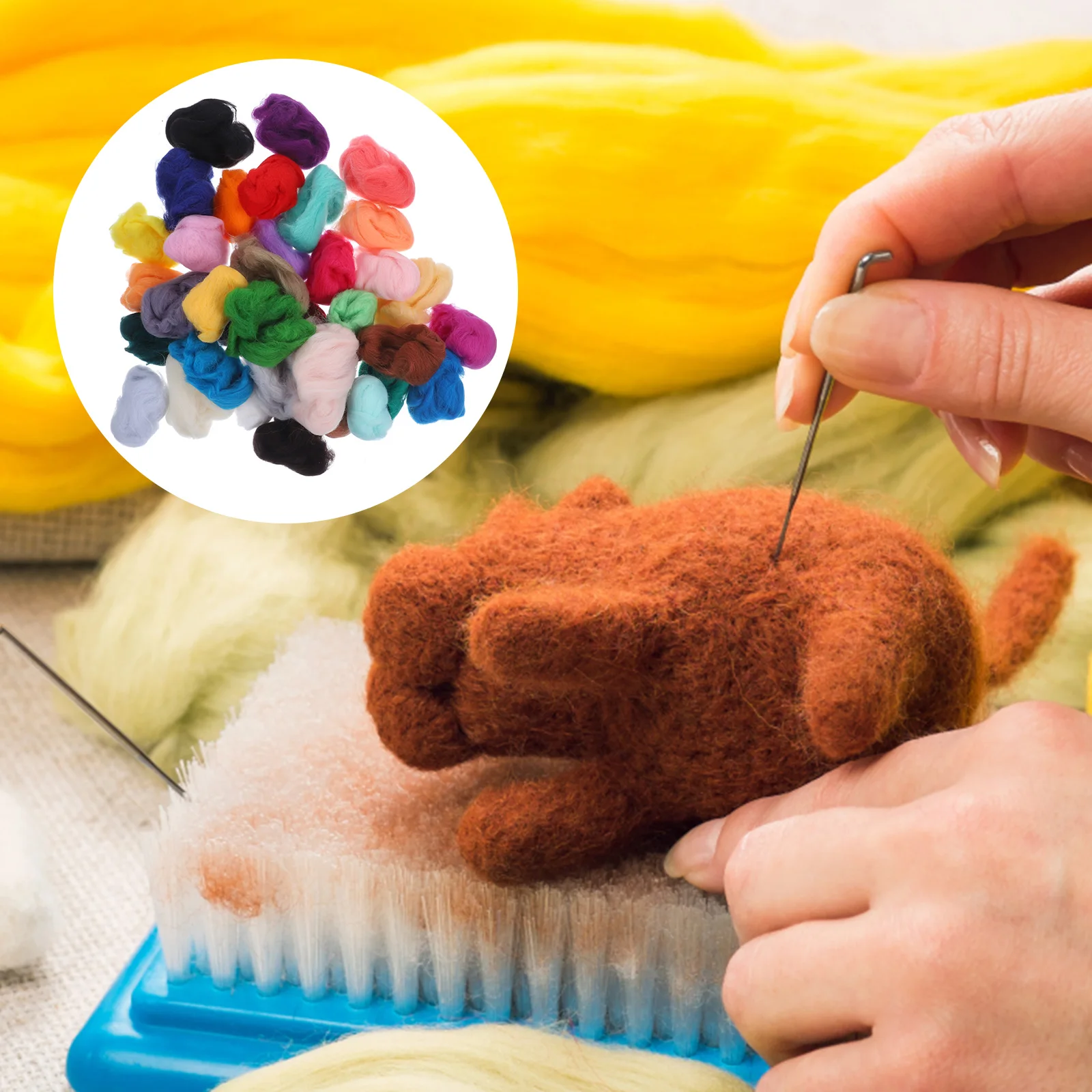 

36Pcs Needle Felting Wool Kit DIY Felt Crafting Material Set Soft Supple Wool for Handmade Decorations and Gifts