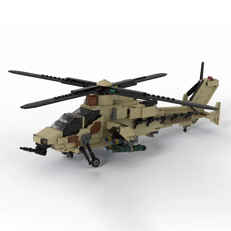 Military Model Moc Building Blocks EC-665 Tigre HAD Fighter Model Technology Brick DIY Assembly Construction Holiday Toys