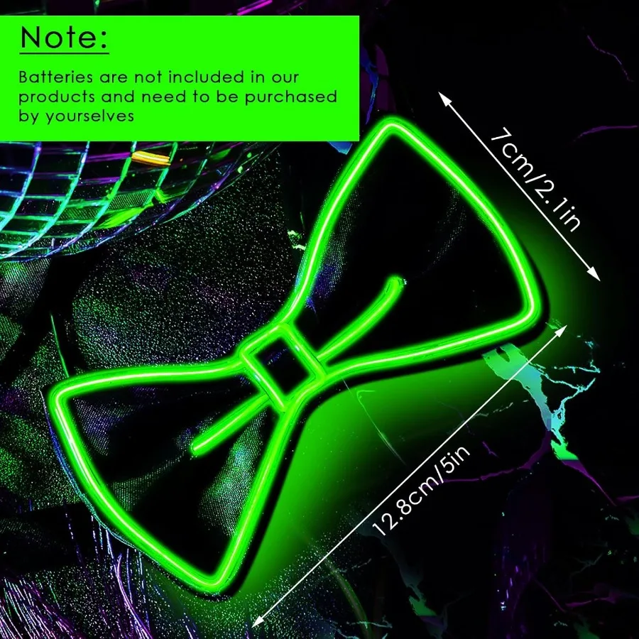 Hercicy Light up Bow Tie for Men LED Neon Bowtie Funny Ties Women Glow in the Dark Party Costume