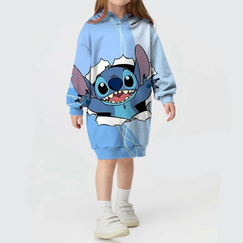 Autumn and winter Disney Stitch sweater hooded dress 2024 hot selling Stitch pattern simple cute fashion hoodie