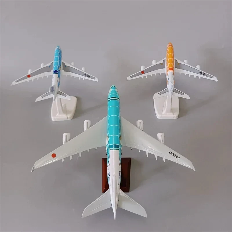 20cm Alloy Metal Japan Air ANA Airbus A380 Cartoon Sea Turtle Airlines Airplane Model Airways Plane Model Painting Aircraft Toys