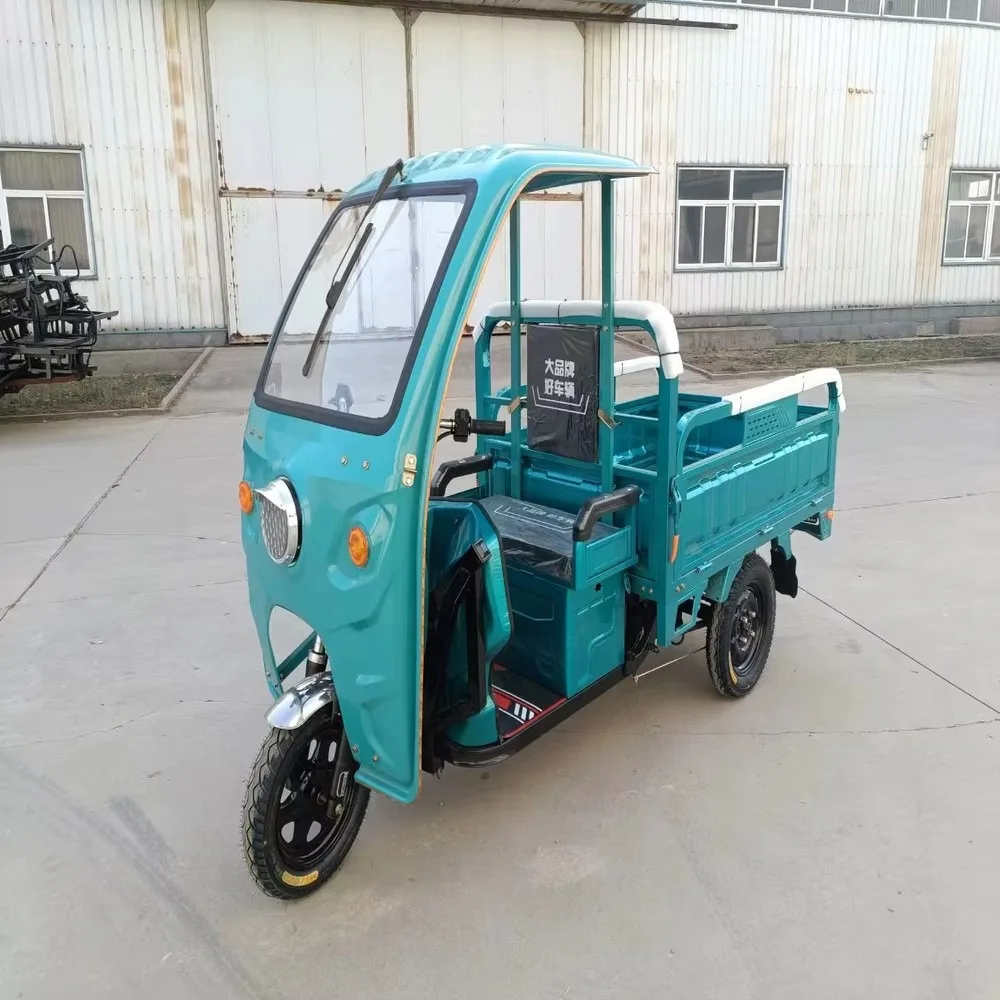 Newest Semi-Enclosed Electric Tricycle, Half-Top Cargo Carrier, Simple Shelter Goods Delivery Battery Vehicle