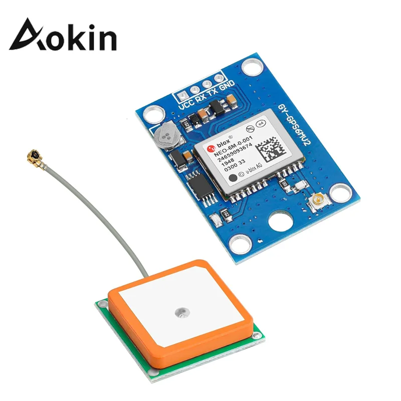 Aokin GY-NEO6MV2 New NEO-6M GPS Module NEO6MV2 with Flight Control EEPROM MWC APM2.5 Large Antenna for Arduino 6MV2