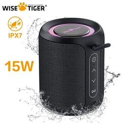 WISETIGER P1S 15W Mini przenośny głośnik IPX7 wodoodporny głośnik Bass Boost TWS podwójne parowanie BT5.3 zewnętrzny głośnik bezprzewodowy