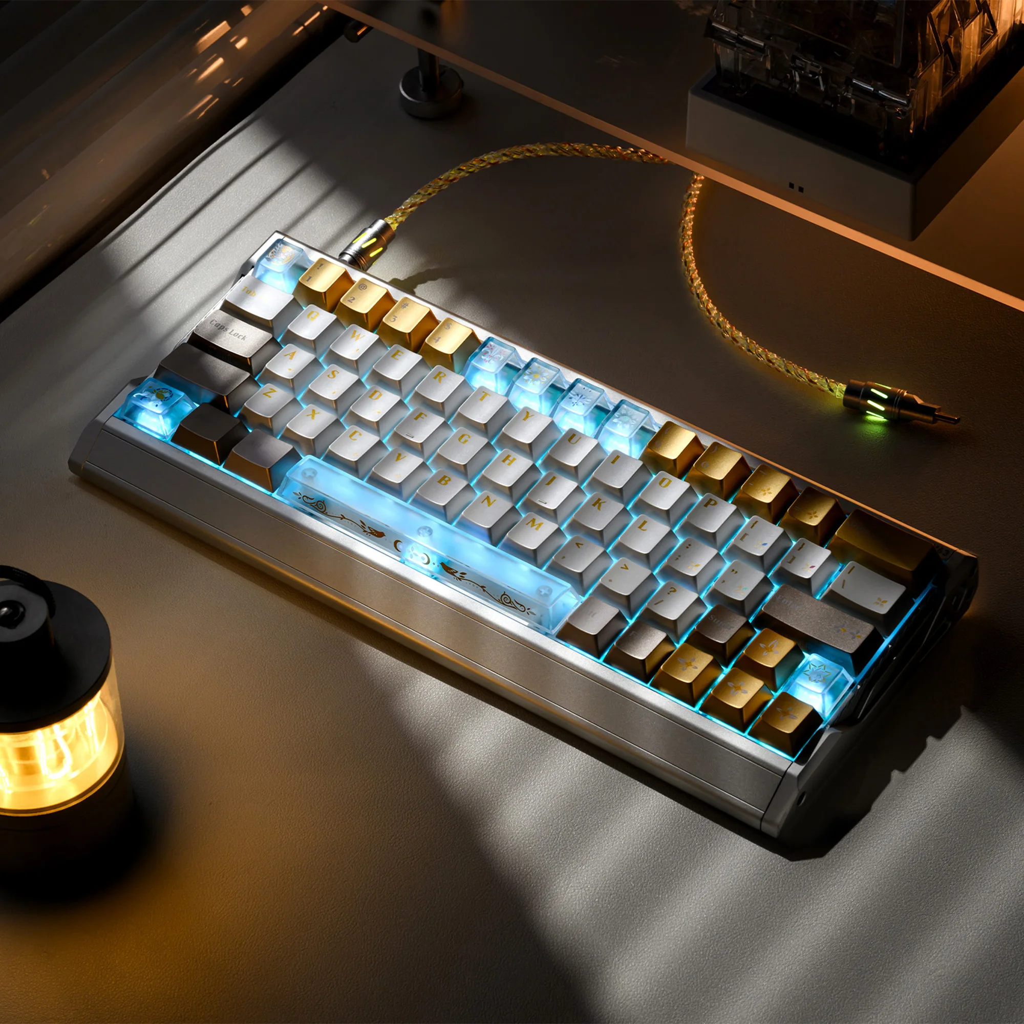 XVX Stained Glass Cherry Profile PBT+PC 181-Key Keycap Set Pearl Finishes, Prismatic Detail, and Moissanite-Set Accents