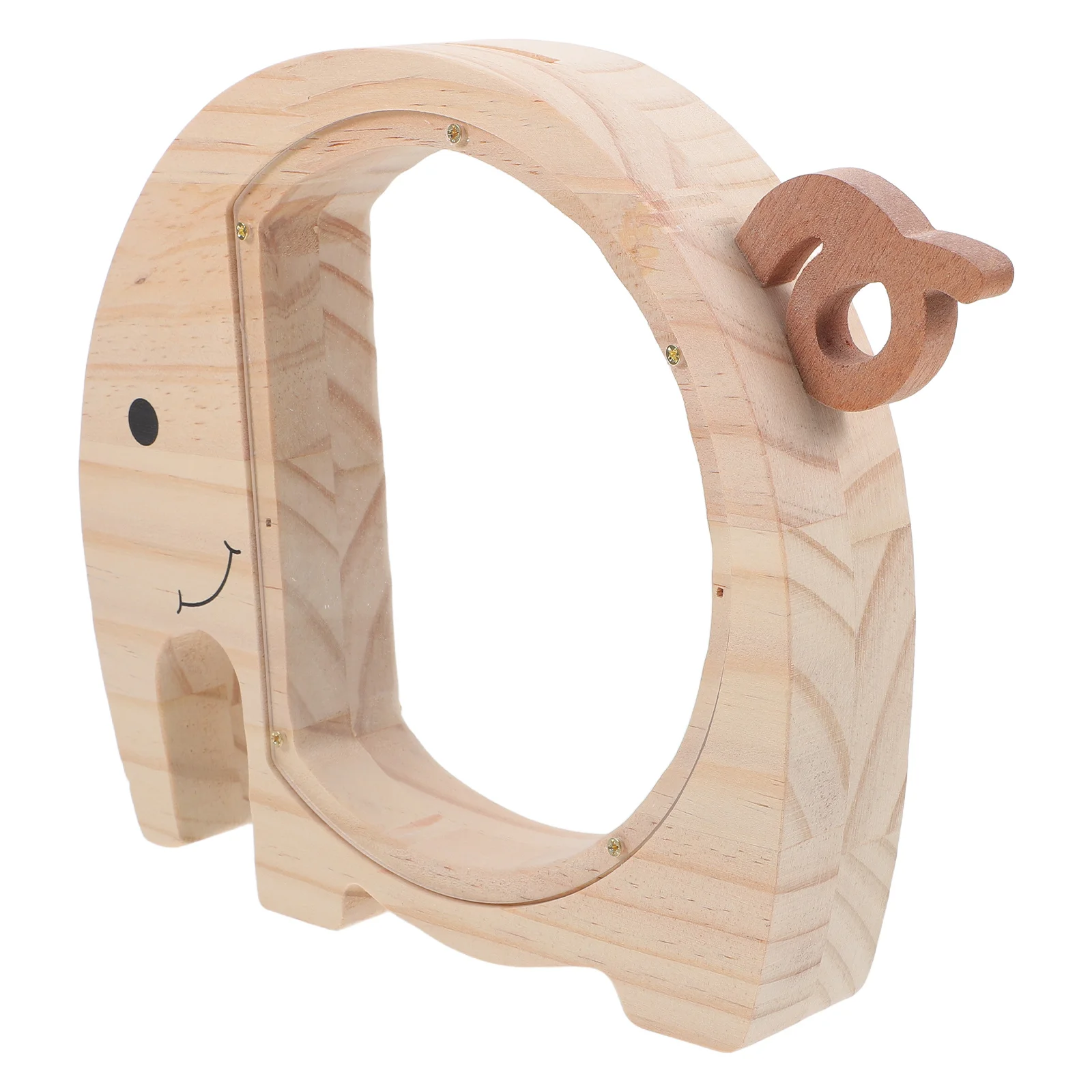 

Kids Wooden Elephant Coin Bank with Clear Acrylic Saving Box Encourages Saving Habit Cute Animal Desk Decor for Child Room