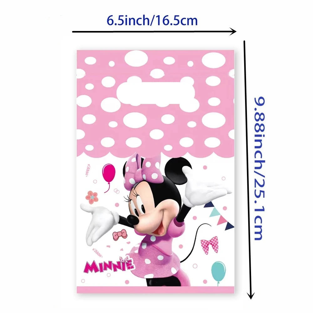 Disney Minnie Mouse bebek duş parti Favor hediye keseleri Minnie pembe şeker çanta kolu hediye keseleri çocuk kız doğum günü partisi dekorasyon