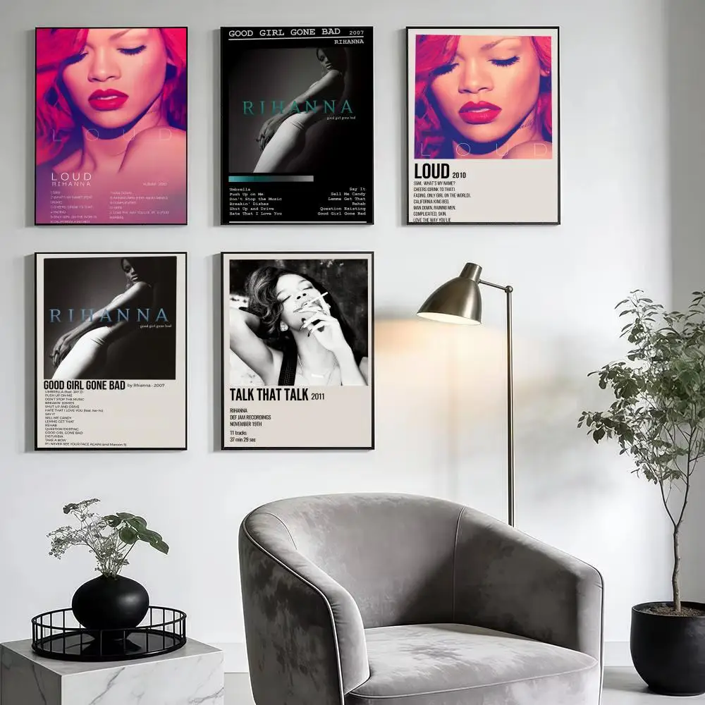 Singer R-Rihanna Poster Aesthetic Wall Art Print Modern Bedroom Living Room Decor Trendy Gift