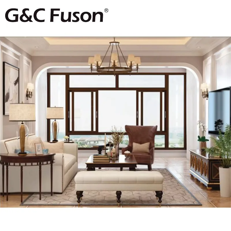 Fuson Product Manufacturer White Color Frame Aluminum Window Sliding Double Glazed With Grill Design Window And Door Designs