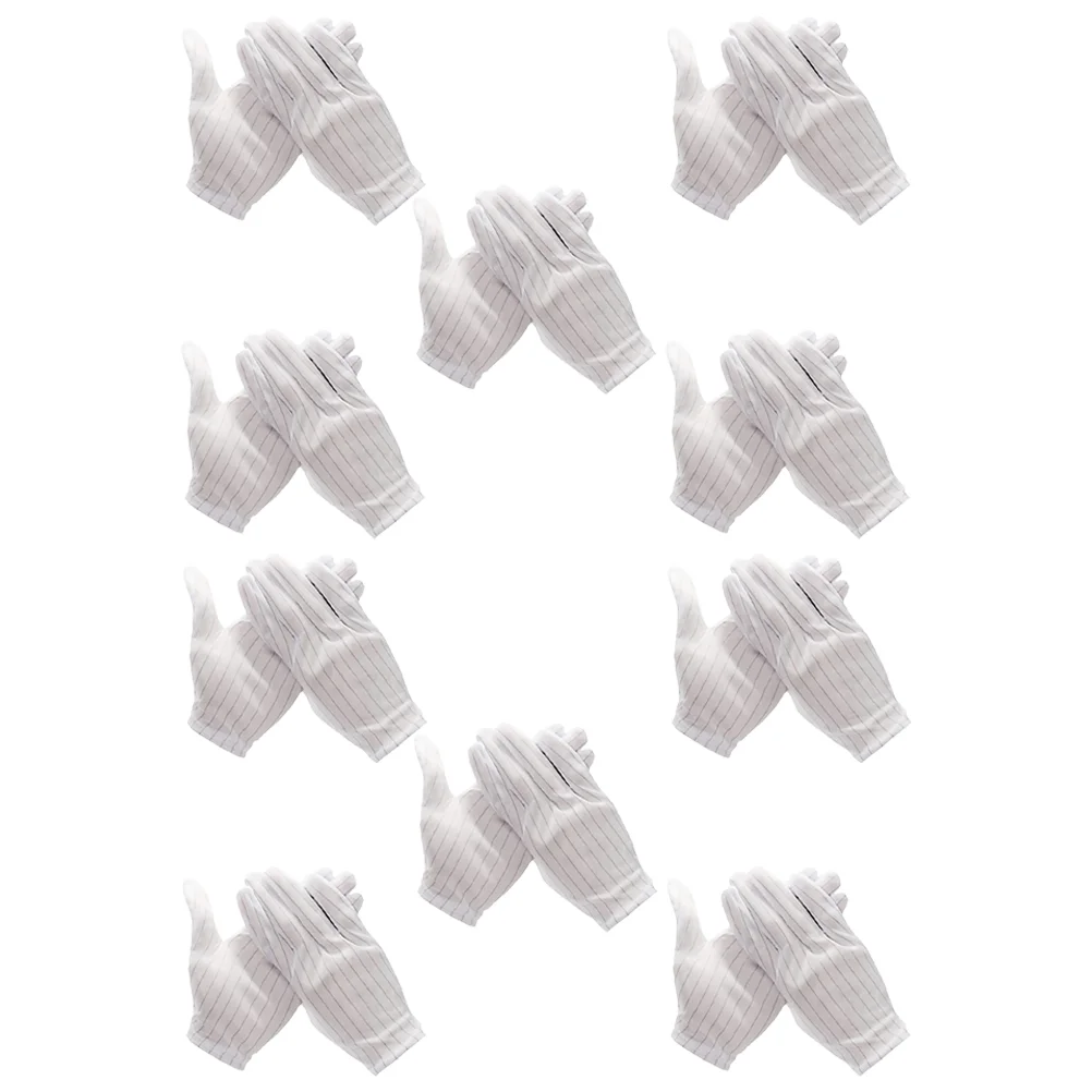 10 Pairs Anti-static Gloves Mittens for Electronics Installation Stripe Computer Protective Working Conductive Fiber