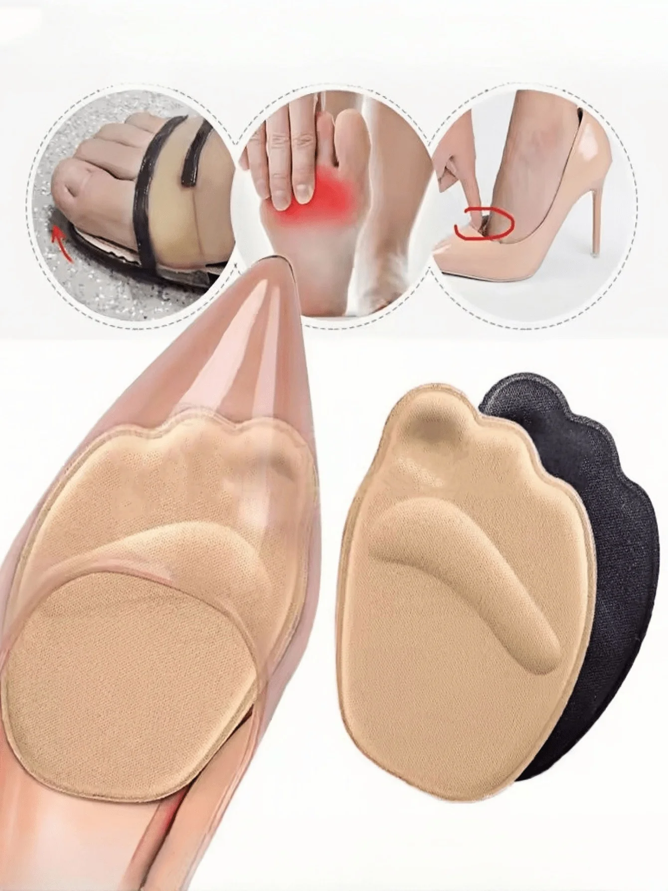 4/8 أزواج من وسادات الأحذية، وسادات كعب للنساء، حشوات كعب الأحذية، حشوات أصابع القدم لوسائد الأحذية لمجموعة وسادات الكعب العالي النسائية