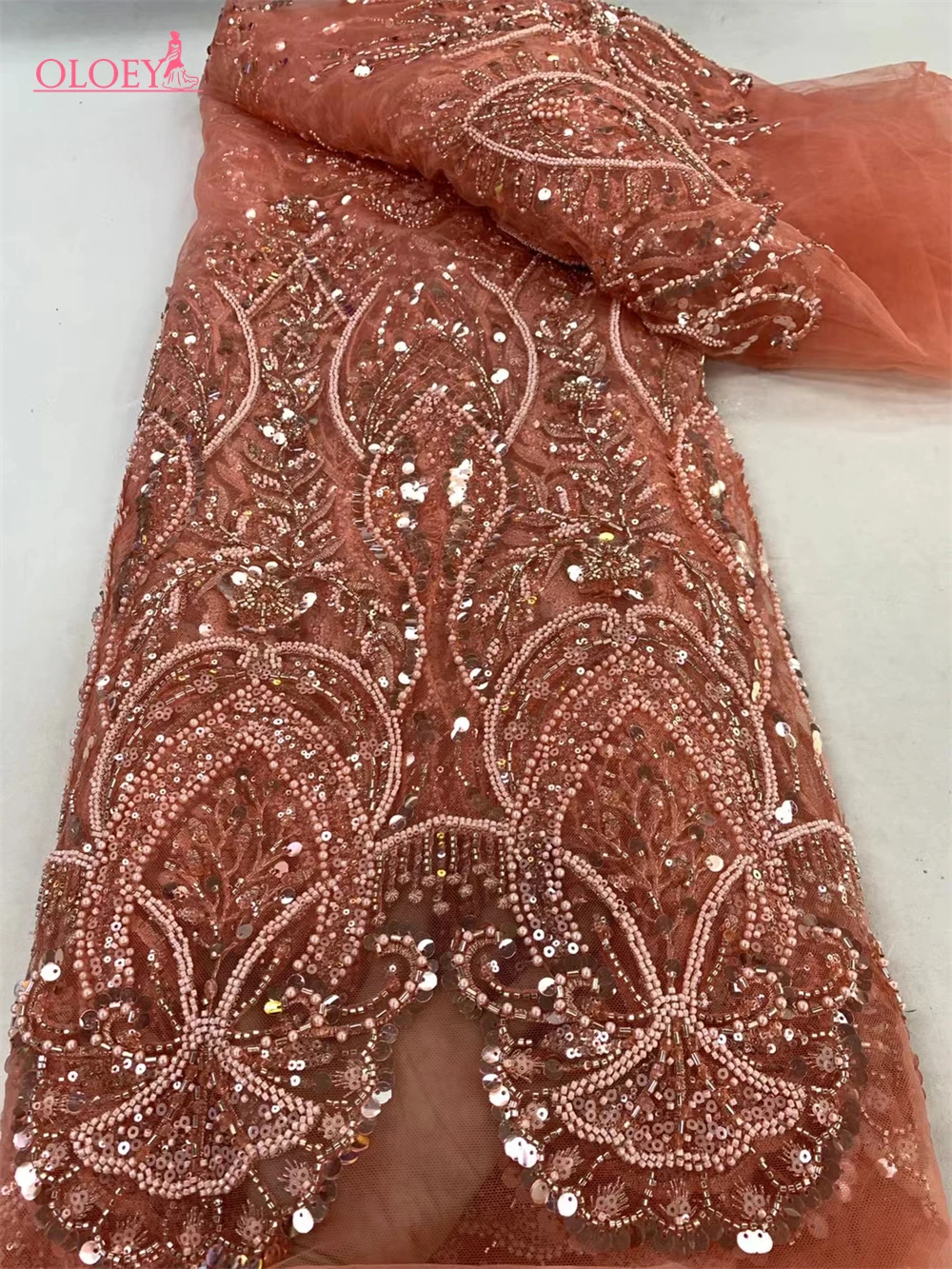 High-End Luxury French Embroidery Heavy Groom Lace Fabric Fashion African Nigerian With Sequin  Fabric For  Luxury Evening Dress