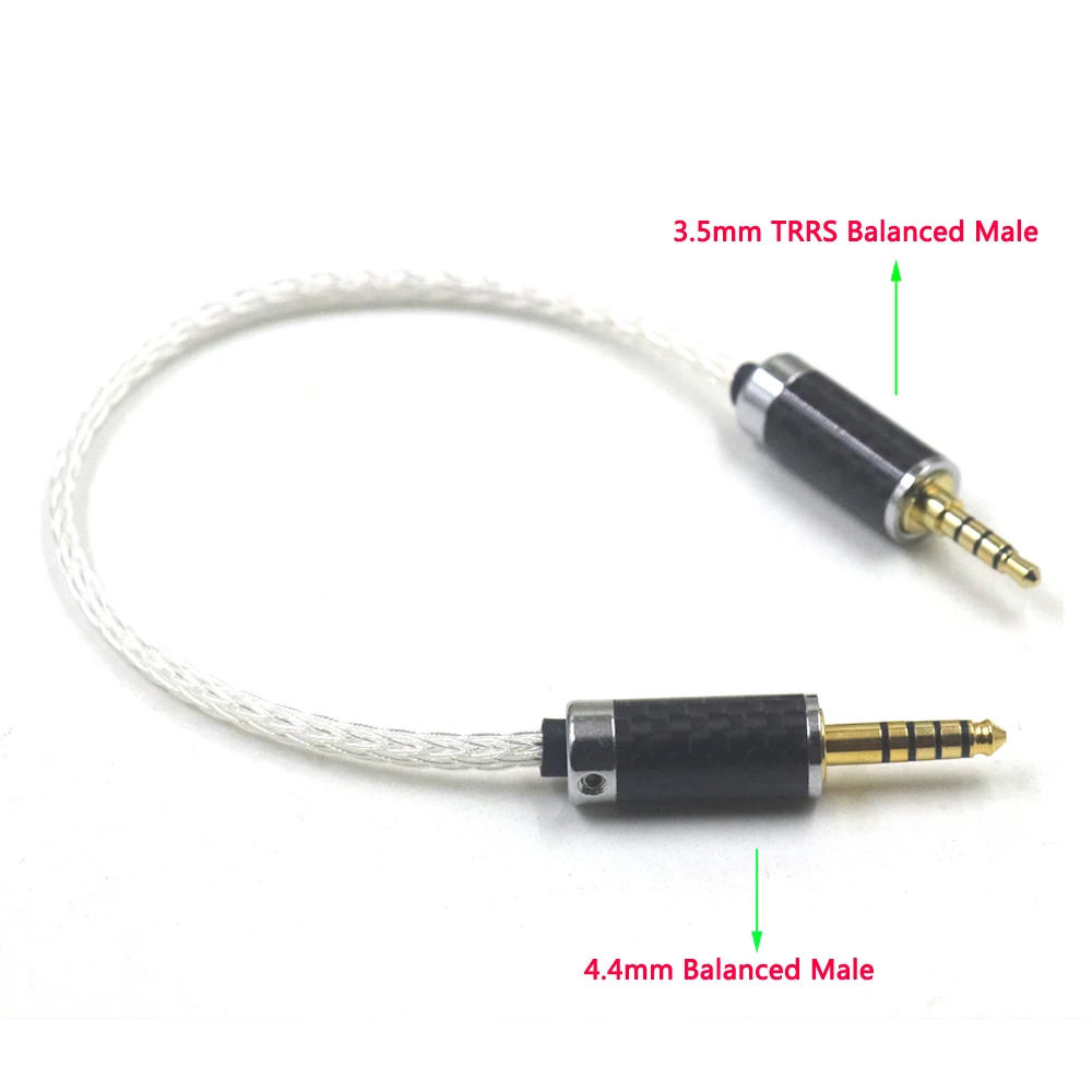 Haldane HIFI 16Cores UPOCC Single Crystal Silver 4.4mm Balanced Male to 3.5mm TRRS Balanced Male Audio Adapter Cable 4.4 to 3. 5