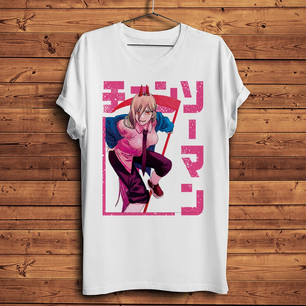 Chainsaw Man Denji Makima Power Aki Funny Anime Tshirt Men New White Short Homme Casual T Shirt Unisex Manga Streetwear Tee