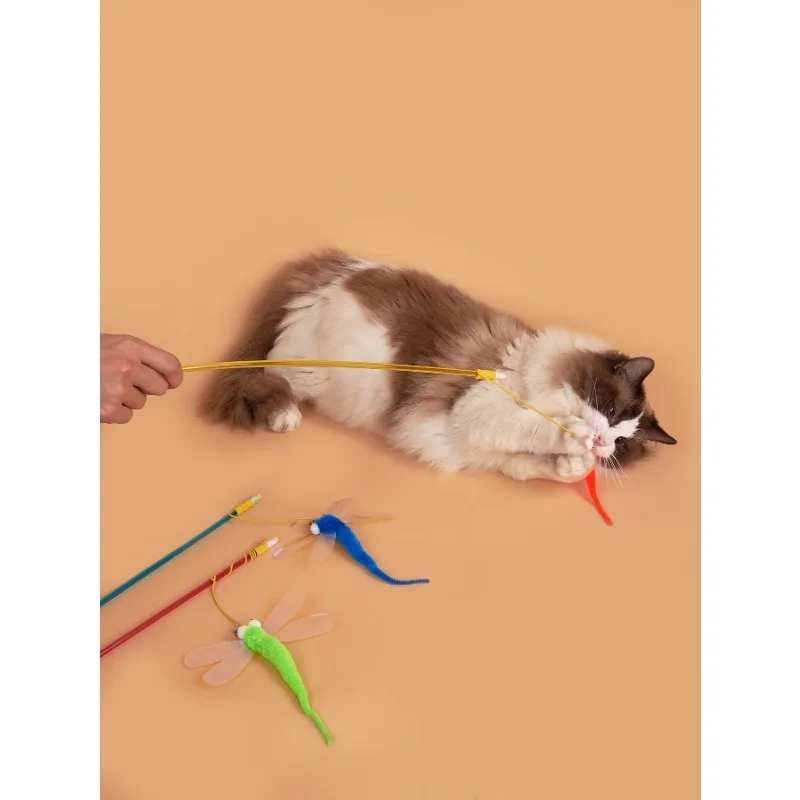 Pet Accessories Cat Tickling Stick Sequins Big Eyes Dragonfly  Toys Interactive Self Fun  Supplies Interactive Cat Toy